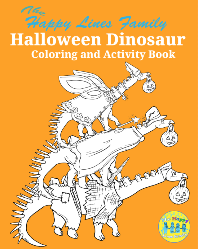 The Happy Lines Family Halloween Dinosaur coloring book